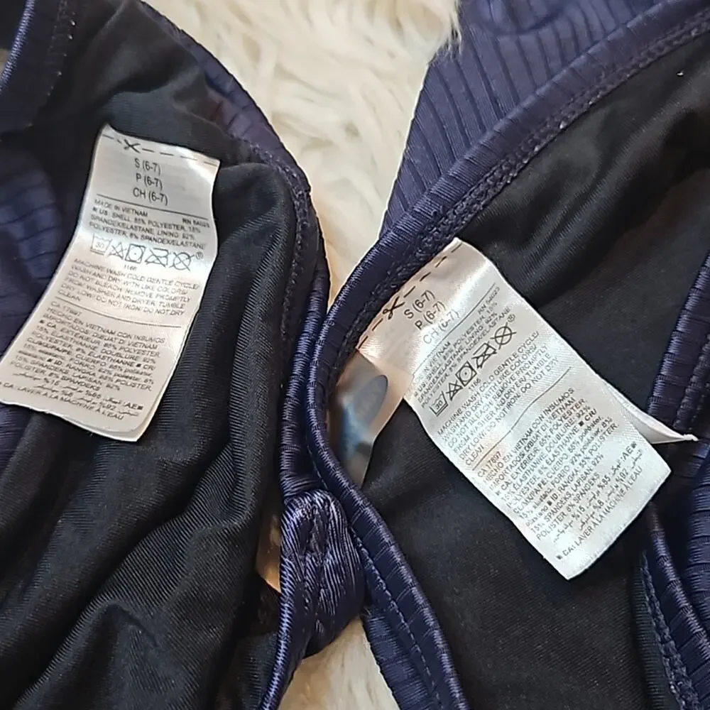 Old Navy Girls 2-Piece Ribbed Swimsuit Navy Blue Size S 6-7